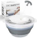 COOK WITH COLOR Collapsible Salad Spinner - 4 QT Space Saving Lettuce Dryer with Folding Collapsible Colander Great for Washing and Drying Fruit and Vegetables (Grey)