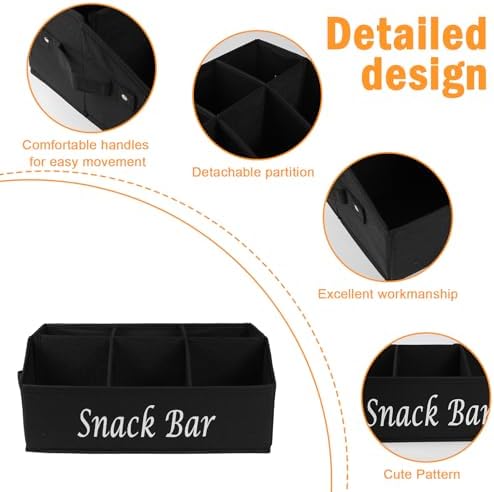 Countertop Fabric Snack Organizer, 6 Compartments, Black