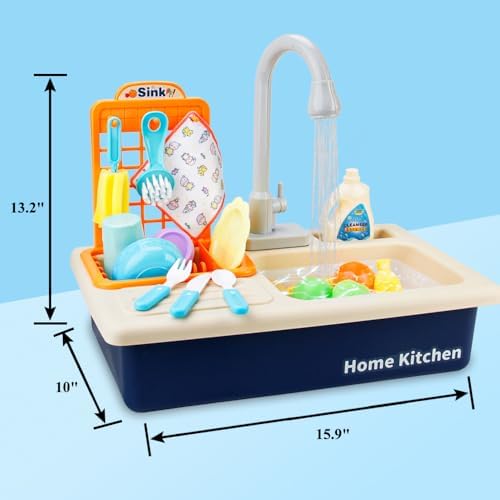 BOBXIN Play Sink with Running Water, Blue