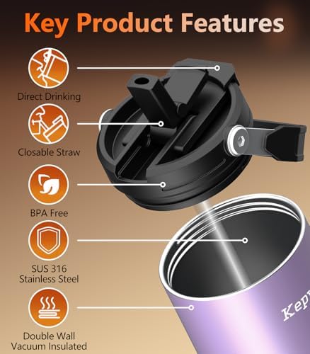 Kepwam Self-Heating Travel Mug T3,20oz Large Capacity Leak-Proof