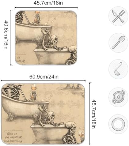 OTVEE Bubbly Bath and Cheers Dish Drying Mat for Kitchen Counter