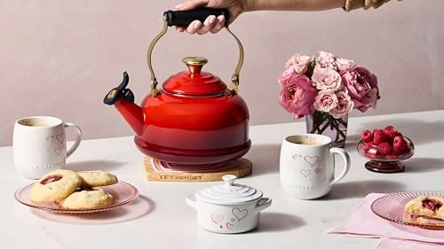 Le Creuset Stoneware Signature Cream And Sugar Set, White with Hearts