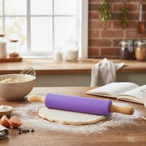 Koogel Rolling Pin for Baking, 12 Inch Non-Stick Silicone Surface