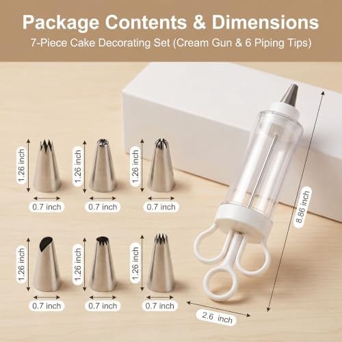 Cupcake Icing Piping Syringe, Cake Decorating Kit with 6 Stainless
