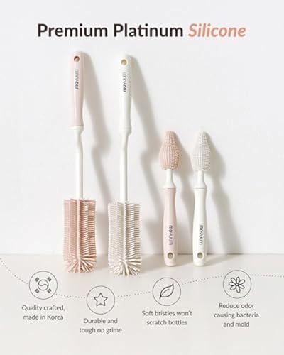 Moyuum Silicone Baby Bottle and Nipple Brush Set | Made in Korea