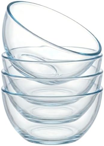 Borosilicate Glass Bowls Set of 4 (6.7 Inch, 1.1 QT) for Serving