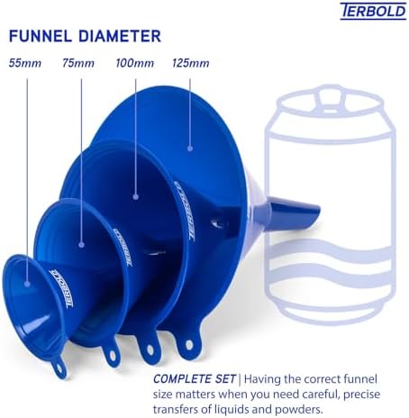 4pc Funnel Nesting Set in BPA Free Plastic for Kitchen Cooking, Car