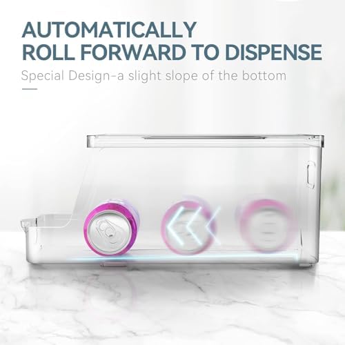 theaoo Soda Can Dispenser for Refrigerator with Lids, Stackable