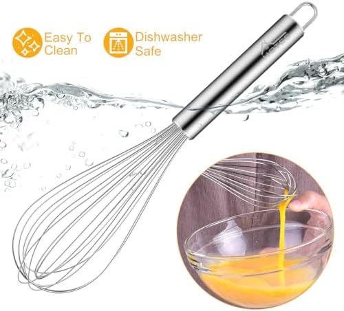 HOTEC Stainless Steel Whisk Set of 4, Food Grade Balloon Whisk Egg