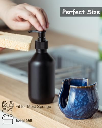 Zoeeker Ceramic Sponge Holder, Kitchen Sink Scrubby Caddy Organizer