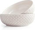 KooK Ceramic Serving Bowls, Embossed, Oven Safe, Set of 2, Ivory