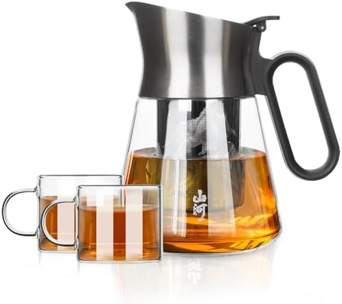 ZENS Glass Teapot with Infuser with 2 Cups for Loose Tea Steeper