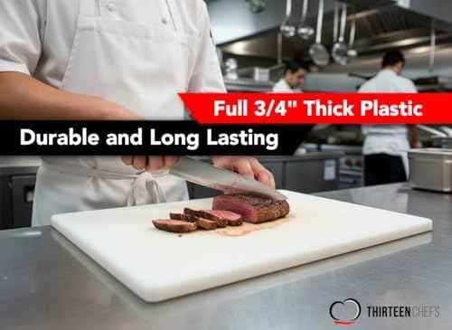 Thick White 18x12 Plastic Restaurant Cutting Board, 0.75 Inch Thick