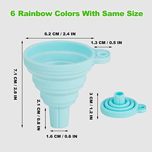 Kitchen Funnel Set 7 Pack, Collapsible Silicone Funnel for Filling
