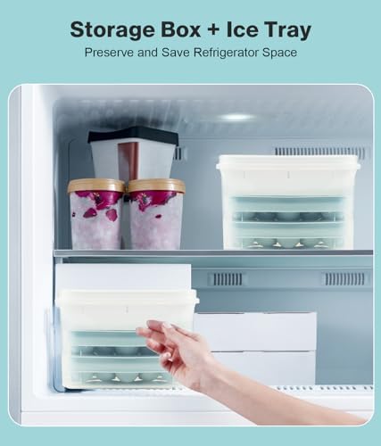 Ice Cube Tray with Lid and Bin – Round Ice Cube Trays for Freezer