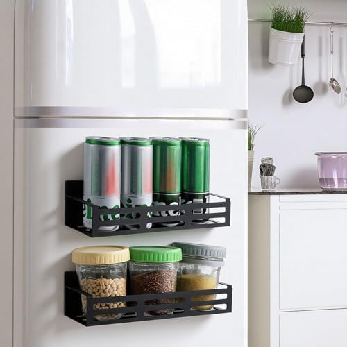 3-Pack Black Magnetic Spice Rack with Paper Towel Holder