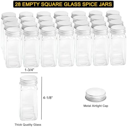 SpaceAid Spice Rack Organizer with 28 Spice Jars, Black