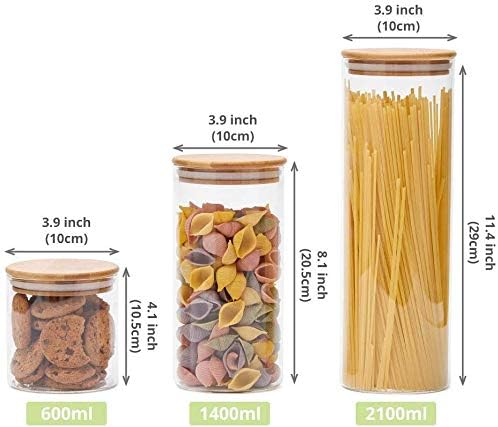 LEAVES AND TREES Y Stackable Kitchen Canisters Set, Pack of 5 Clear