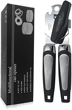 Safring Can Opener Manual, Handheld Strong Heavy Duty Stainless Steel