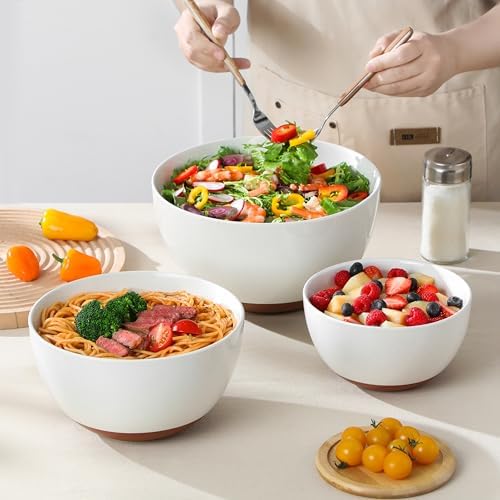 MALACASA Ceramic Mixing Bowls, Large Serving Bowls for Mixing