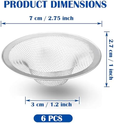 6 Pcs Stainless Steel Slop Basket Filter Trap