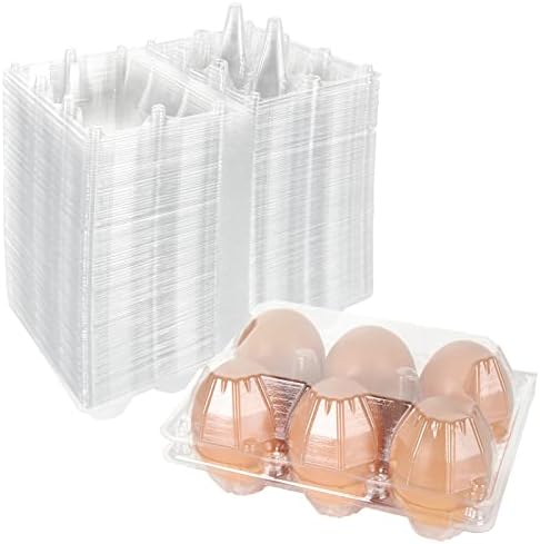 100PCS Plastic Egg Cartons Bulk 2x3 Egg Holders Style Holds 6 Eggs