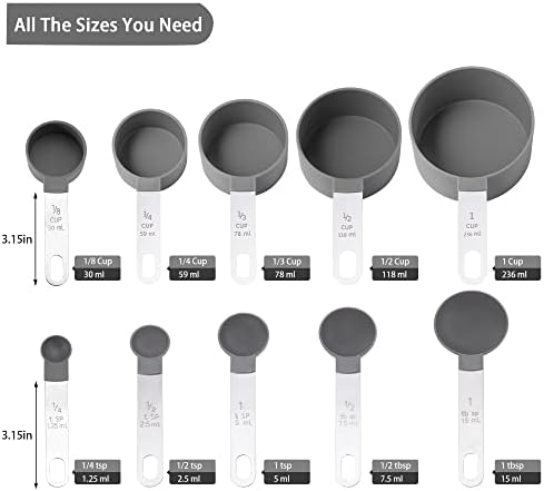 Measuring Cups and Spoons Set of Huygens Kitchen Gadgets 10 Pieces