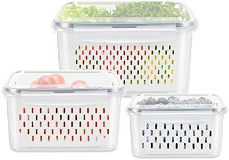 3 Pack Fruit Storage Containers for Berry and Lettuce