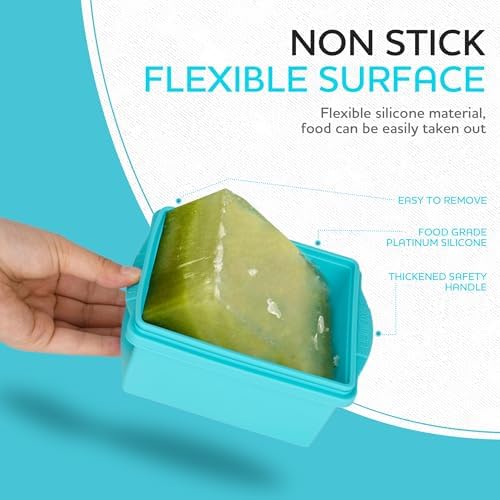 XOMOO Silicone Freezer Trays with Lids, 1 & 2‐Cup Portion, 4 Pack