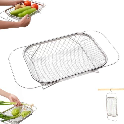Stainless Steel Expandable Colander Over The Sink, Rack-Hangable