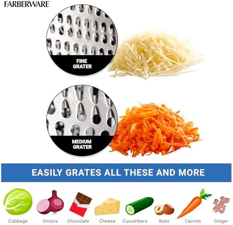Farberware Box Grater with Container, Stainless Steel