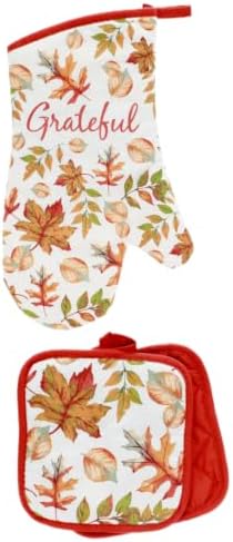 6pc Set Fall Leaves Design Seasonal Kitchen Towel Set - 2 Oven Mitts