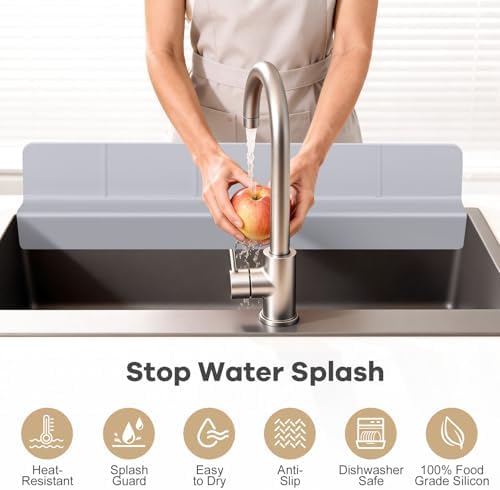 Silicone Sink Splash Guard 18" 23" 30" for Bathroom & Kitchen Sink