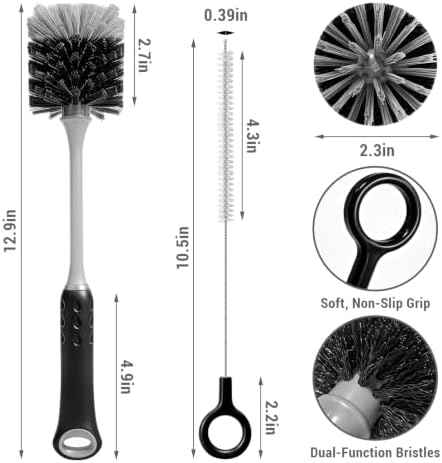 AONEZ 6 Pcs Bottle Brush Set, Straw Brush with Plastic Hanging Loop