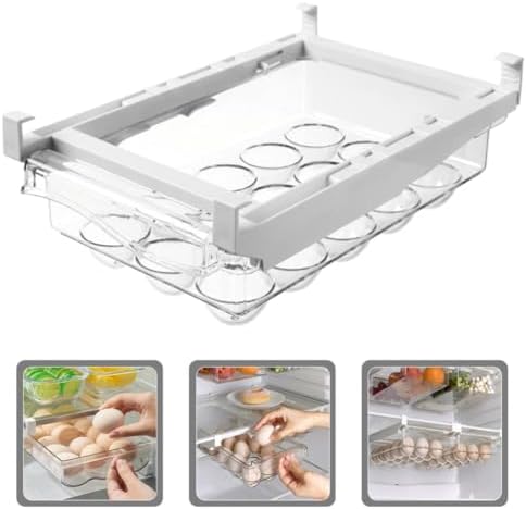 Egg Holder Dispenser for Refrigerator Drawer, 15-count Egg Organizer