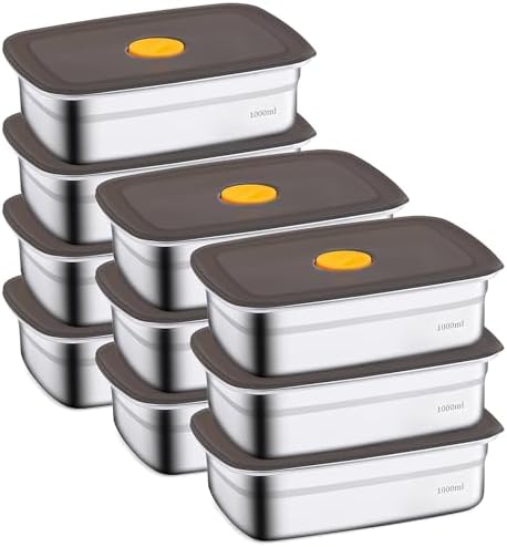 10 Pack Stainless Steel Food Storage Containers with Airtight