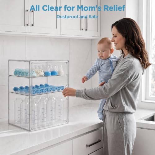 HBlife Baby Bottle Storage Organizer, 3 Tiers, Clear Acrylic