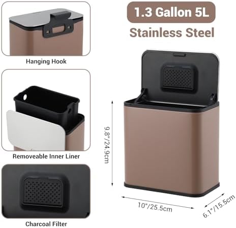 1.3 Gallon Hanging Trash Can with Lid