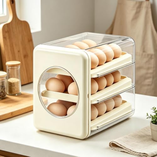 Rolling Egg Dispenser - Clear Sloped Track Design Organizer Rack