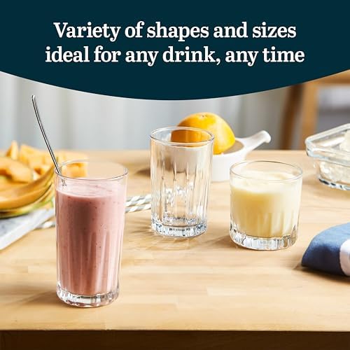 Libbey Brockton Tumbler, Juice and Glasses Drinking Set, Clear