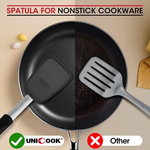 Unicook 2-Piece Silicone Spatula Turner Set, Black