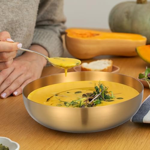 IMIKEYA Salad Bowl Gold Stainless Steel 9.5 Inch Multi-Function
