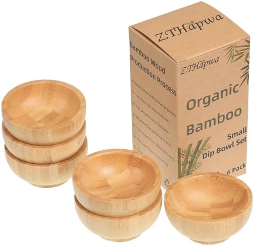 Dipping Bowls Set, Small Bamboo Pinch Bowls for Soy