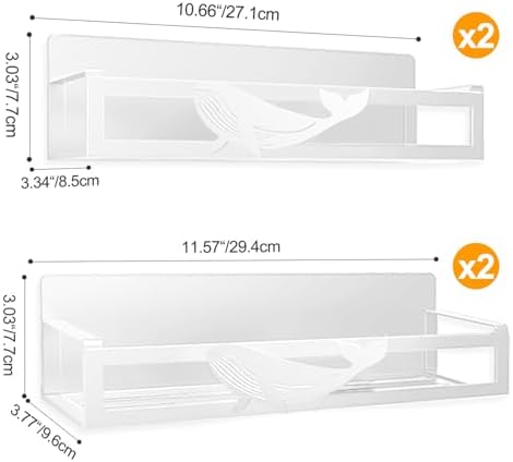 4-Pack Metal Magnetic Spice Rack for Refrigerator, White