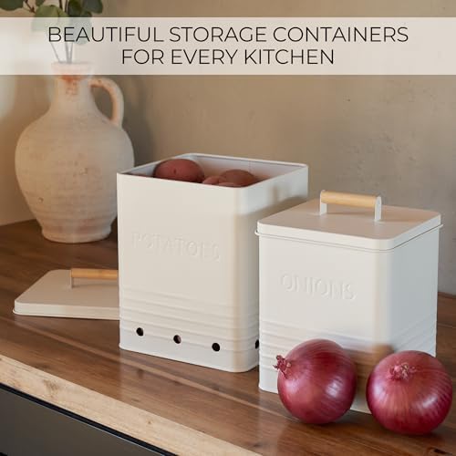 Potato and Onion Storage Container Set, Metal Bins