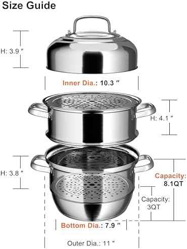 VENTION 3 Tier Induction Steamer Pot for Cooking, 11 Inch(28cm), 8.1 Qt