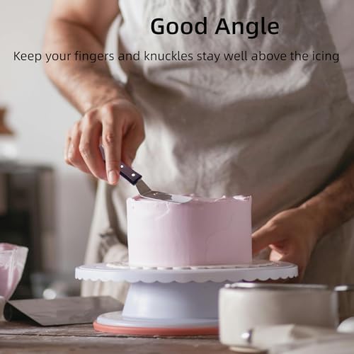 Cake Decorating Angled Icing Spatula Set of 6 8 & 10 Inch Wooden