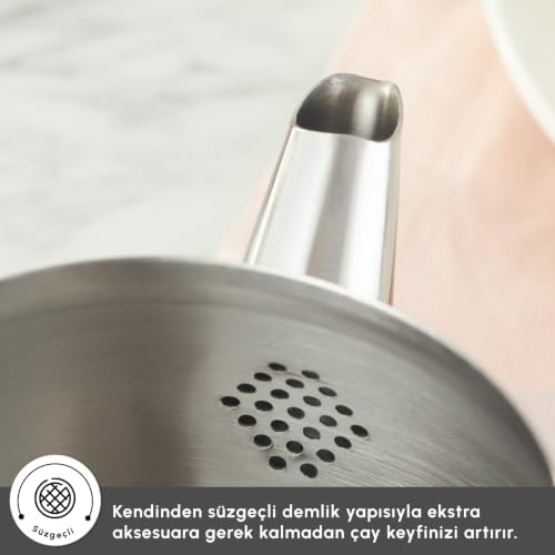 Karaca Adelya Stainless Steel Teapot Set, 0.65L and 1.1L