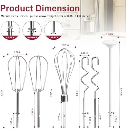 Hand Mixer Accessories and Attachments Beater, Whisk for Kitchenaid