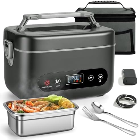 Heated Lunch Box for Adults, 1.2L (Dark Gray)